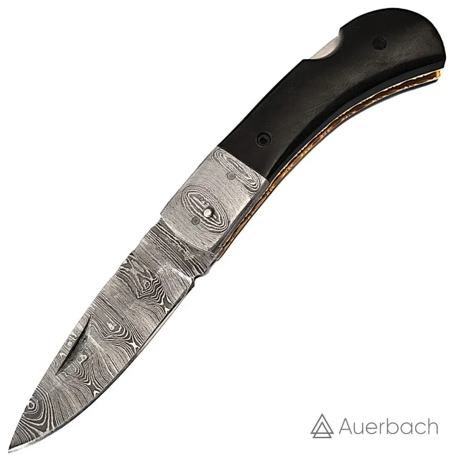 Auerbach Damastmesser Damaszener Stahl Horn "Arthur" Taschenmesser